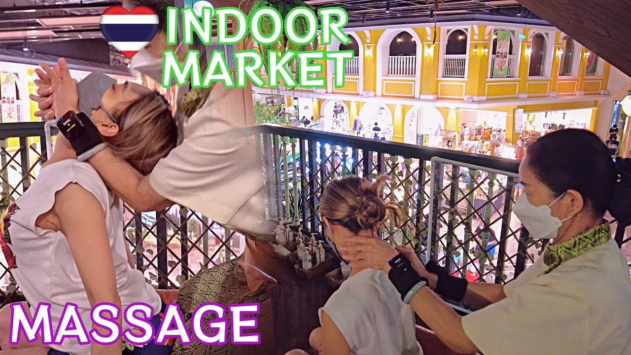 Head & Shoulder Massage with Natural Market Sound inside shopping mall | ambiance ASMR