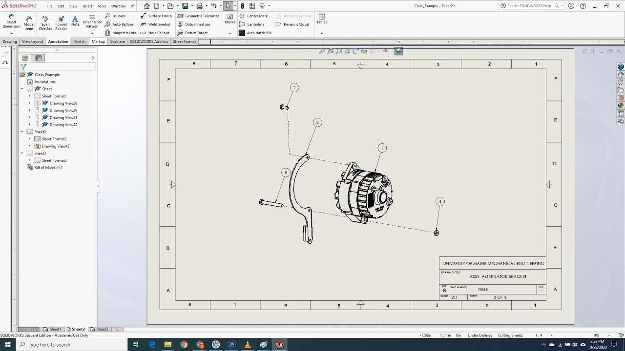 Lesson 18 - Solidworks Assembly Drawings