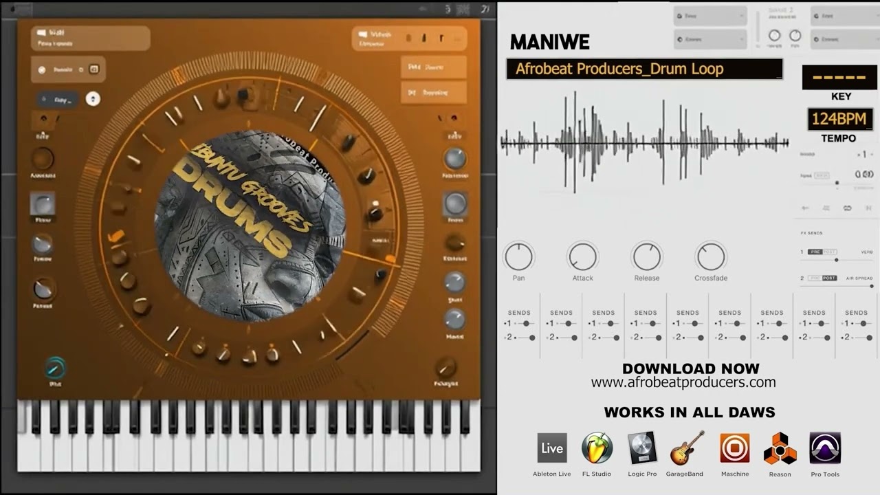 FREE DOWNLOAD Afro House Drum Loop 100% Royalty Free | Afro Drum Sample | Maniwe 124BPM wav