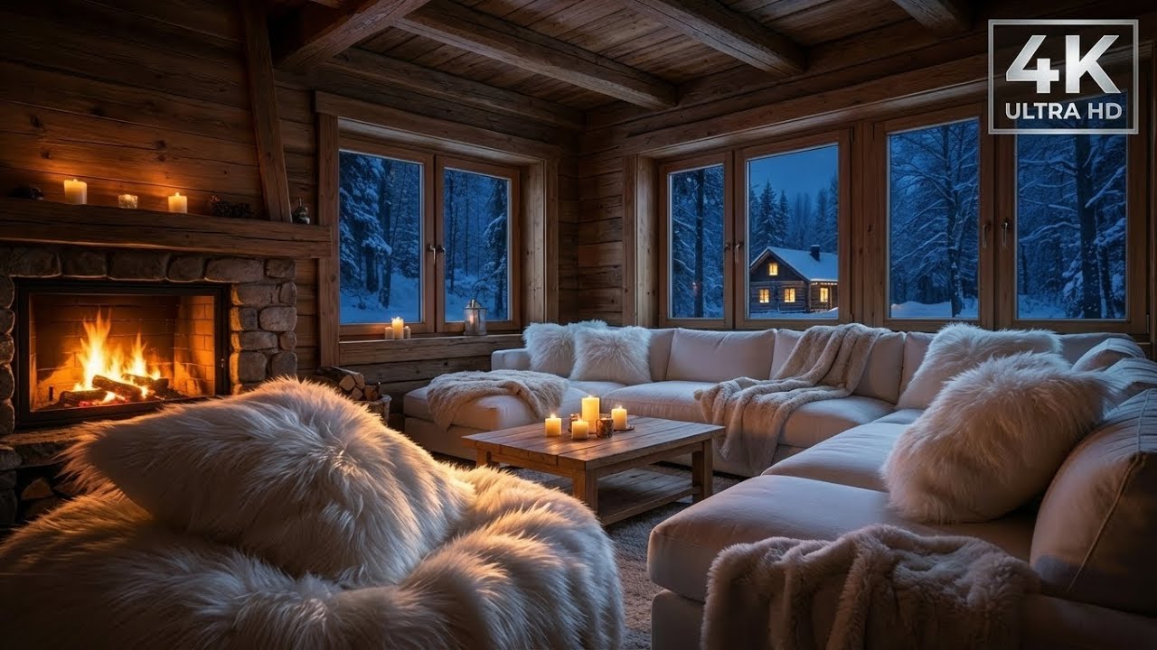 Winter Piano Lounge ❄️ Cozy Fireplace & Snow Outside | Peaceful Sleep, Study & Relaxation (3 Hours)