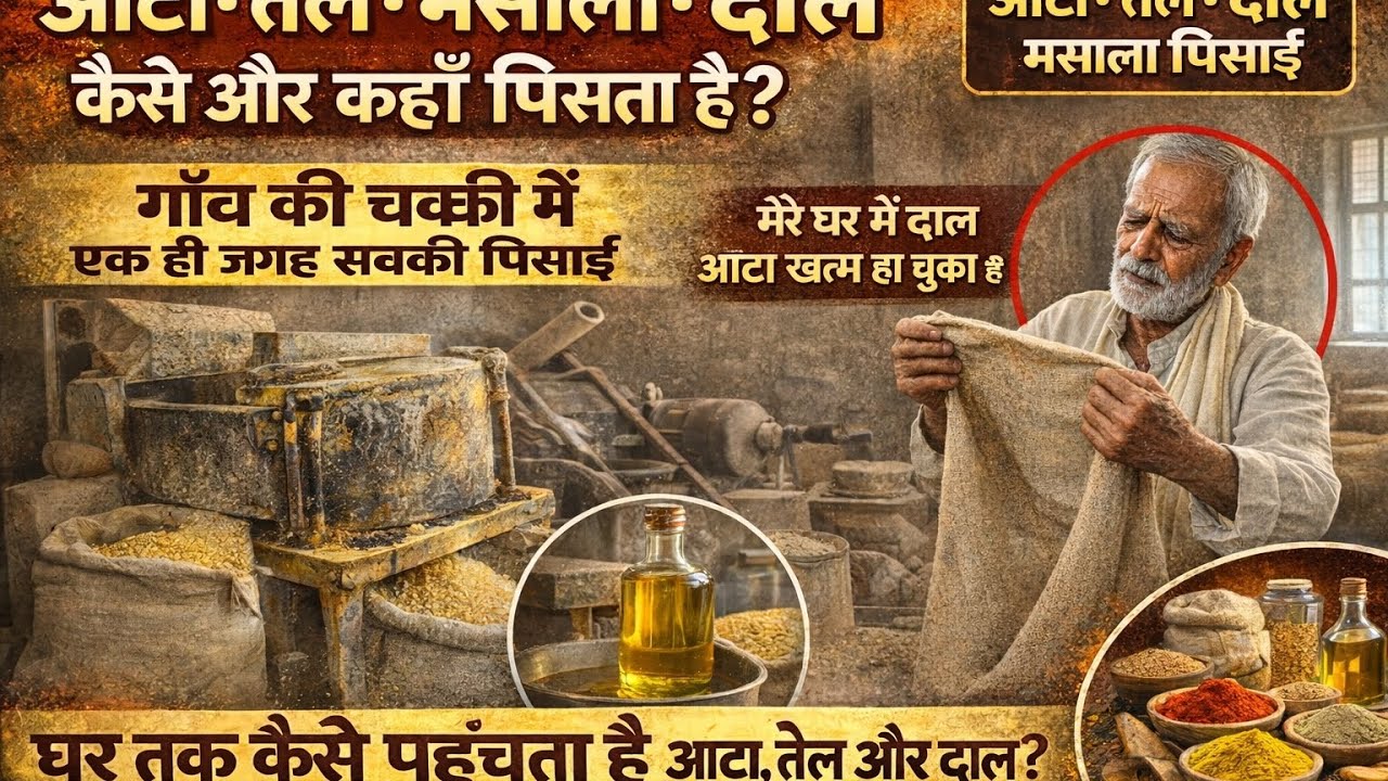 आटा, तेल, मसाला और दाल कैसे और कहाँ पिसता है? | गाँव की चक्की का सच