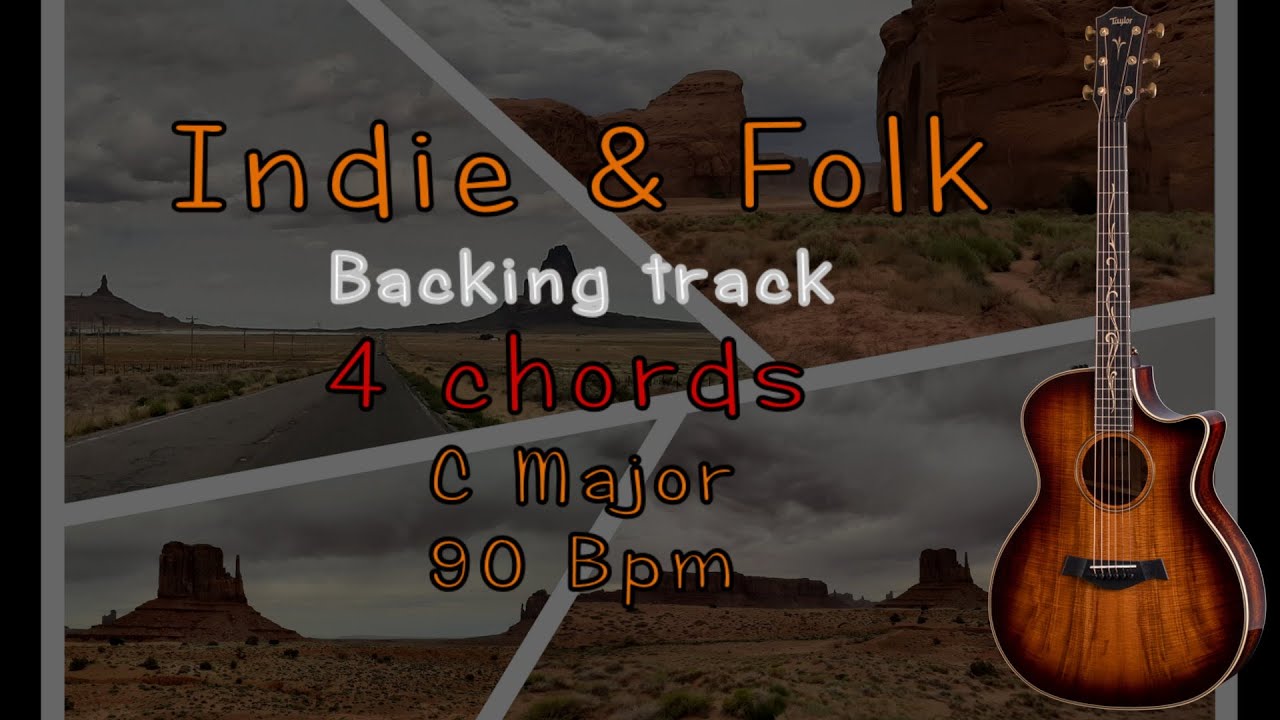 Indie Folk Backing Track for Guitar C major 90 Bpm