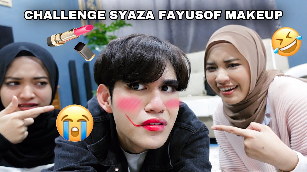 CHALLENGE SYAZA & FAYUSOF MAKEUPKAN AKIDDOS 🤣 HABIS MUKA AKU!!! 😭