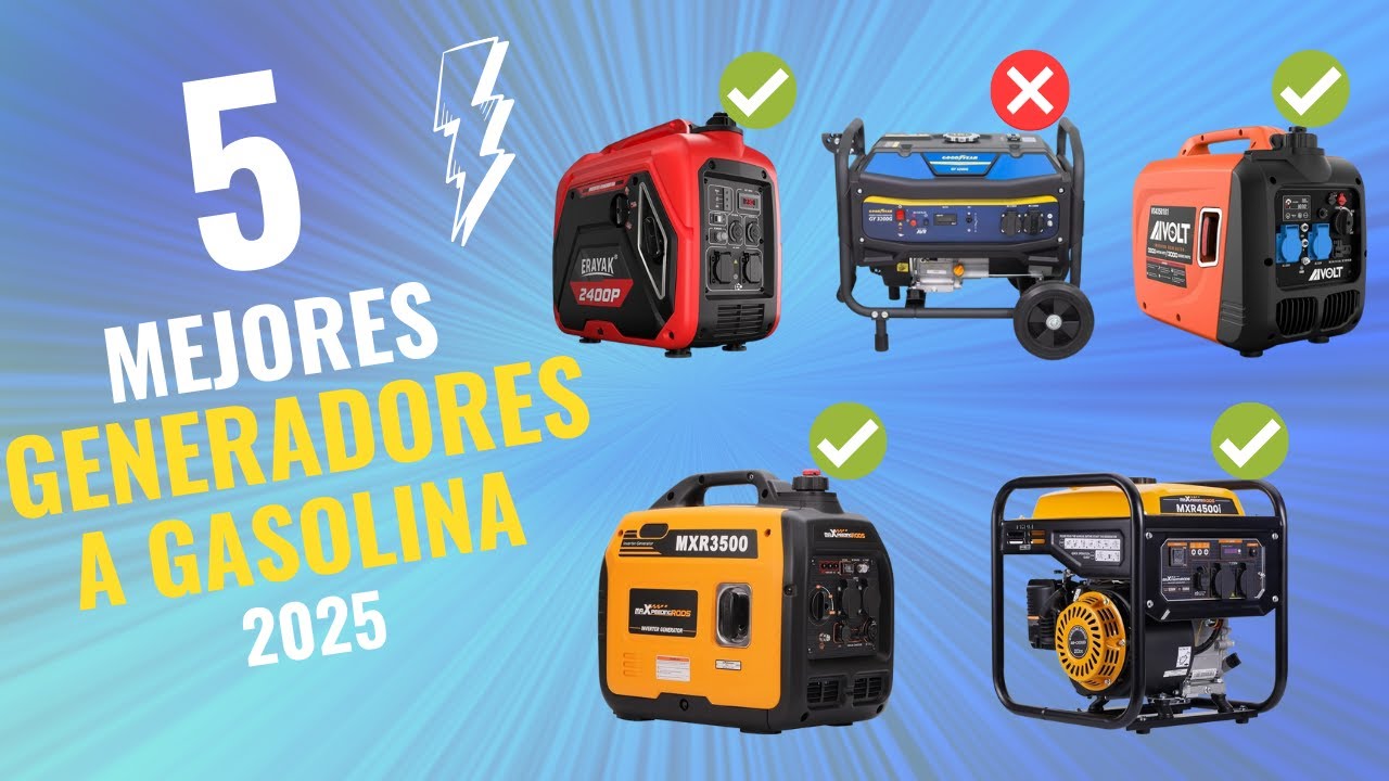 👉 Los 5 MEJORES GENERADORES A GASOLINA CALIDAD-PRECIO de 2025 🔥 | Potencia y Autonomía Perfectas ⚡