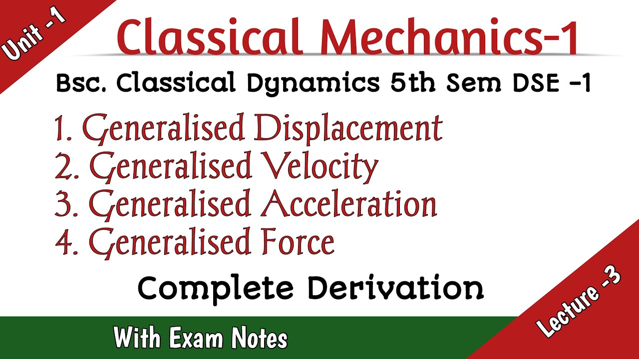 Generalised Velocity & Force & Other Generalised Notation Complete Derivation in Classical Mechanics