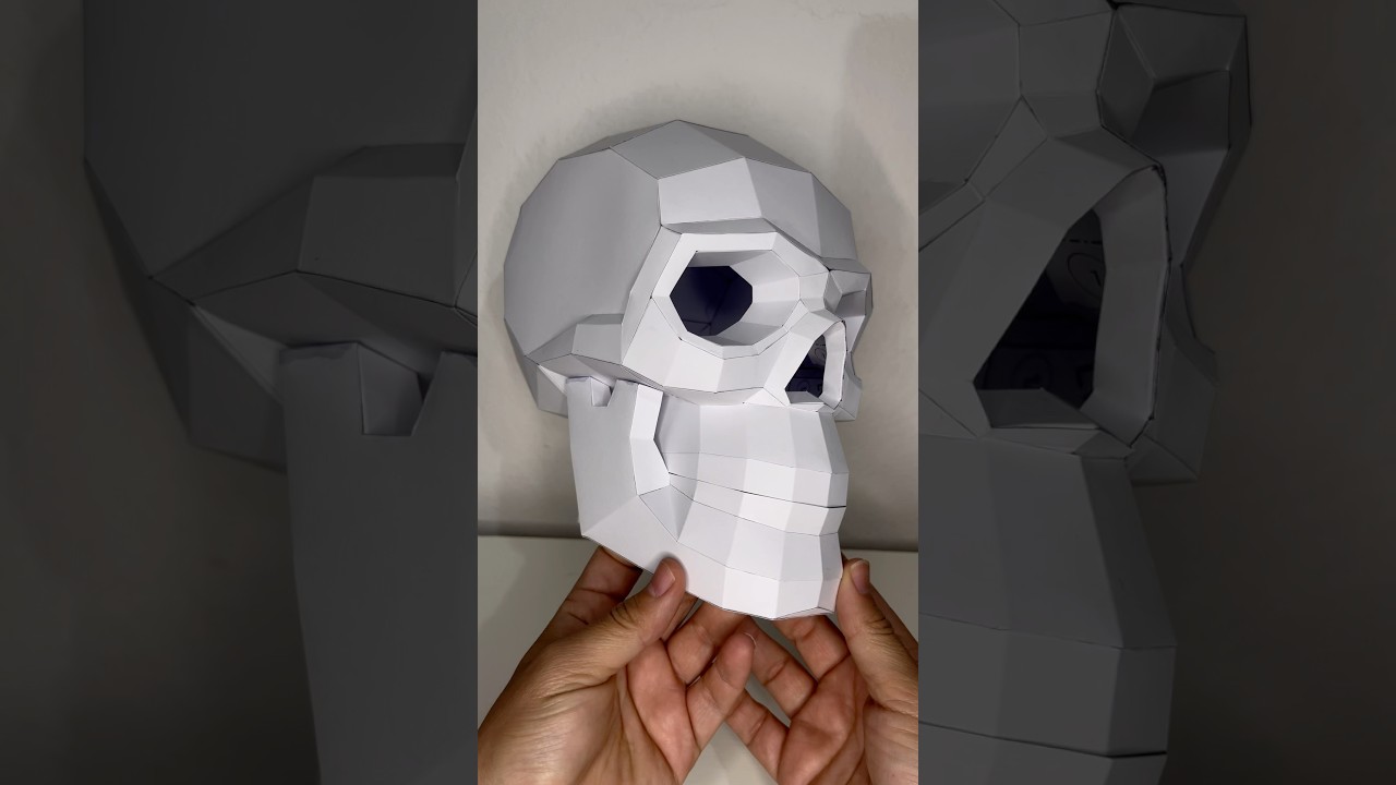 Skull papercraft | Cr&aacute;neo de papel 3D #skull #craneo #lowpoly #papercraft