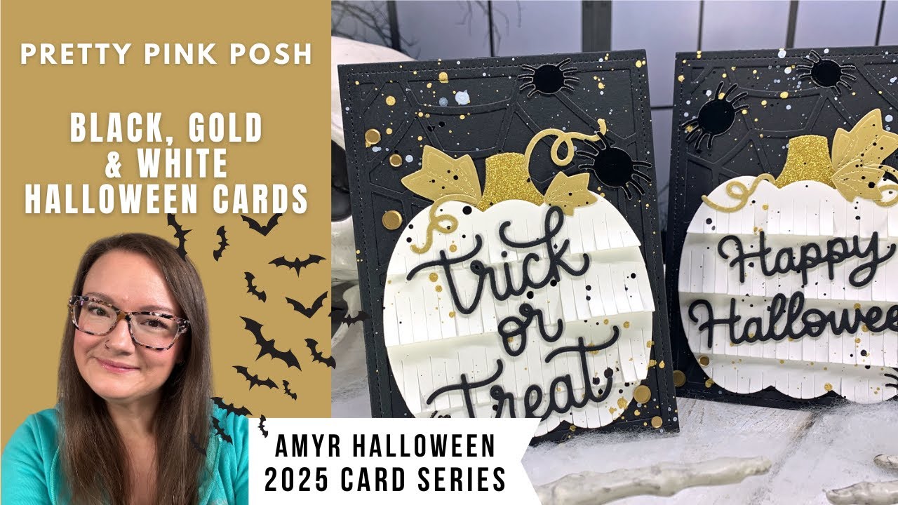 White, Gold & Black Halloween Cards | PPP | AmyR Halloween 2025 Card Series #4