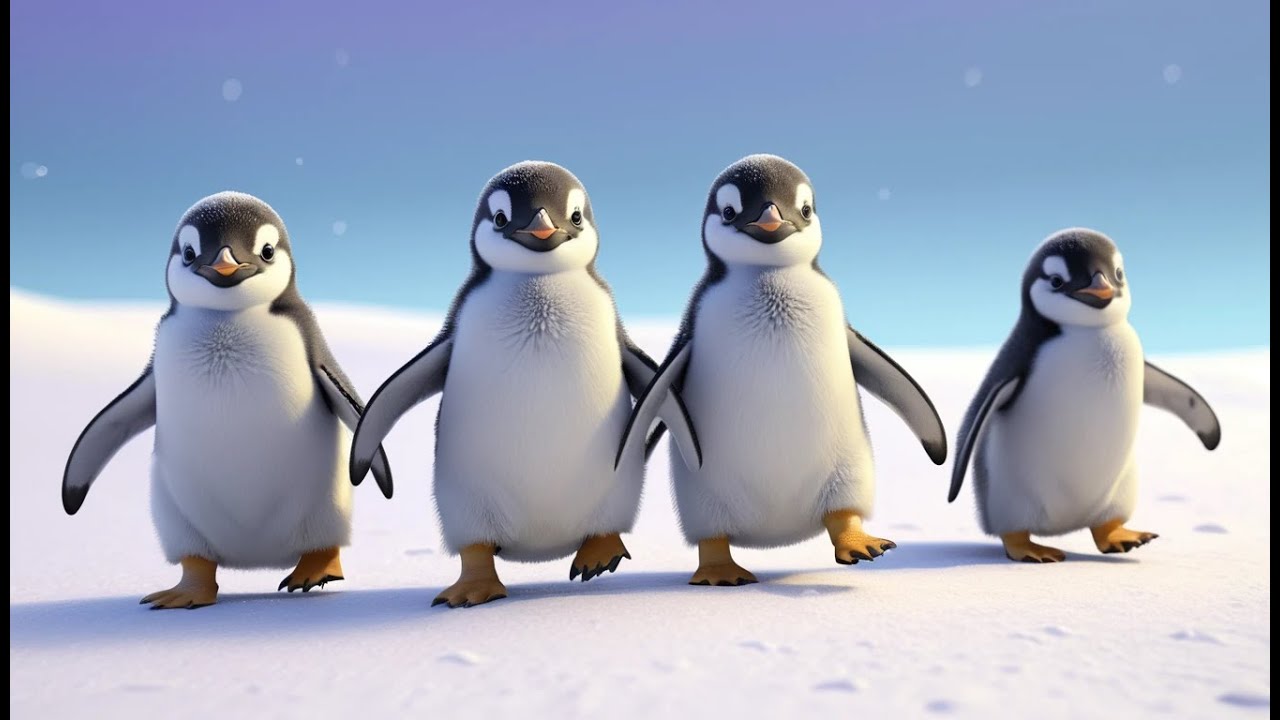 Cinco Pequeños Pingüinos Caminan como Patitos | Canciones de Animales y Números