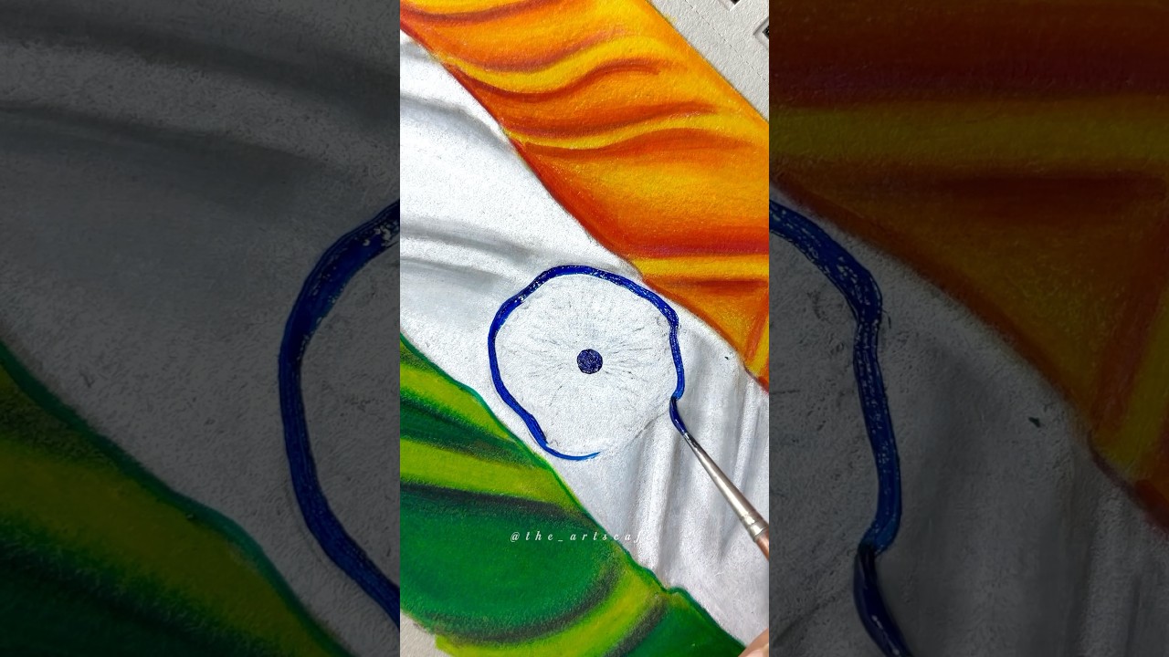 Tutorial: How to draw 3D Indian flag🇮🇳 #Shorts #Trending
