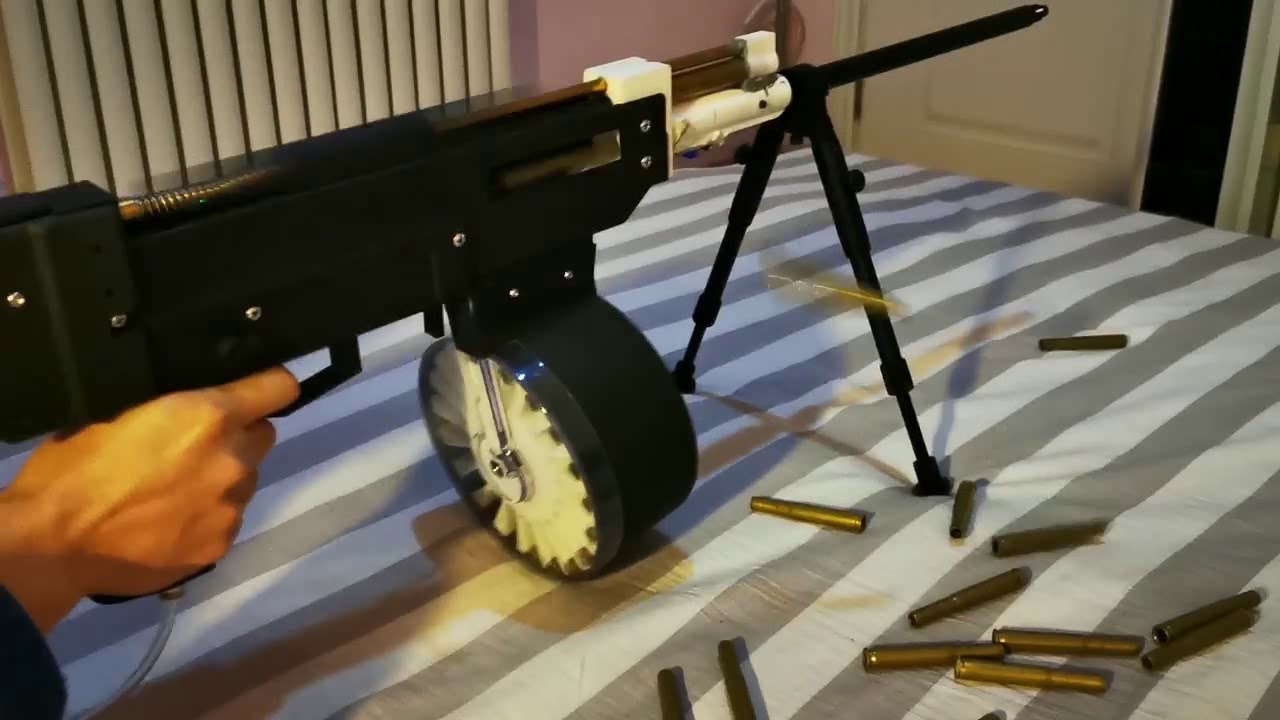 [V1.0 3D Print Shell Ejecting Toy Assault Rifle] Drum Magazine Test