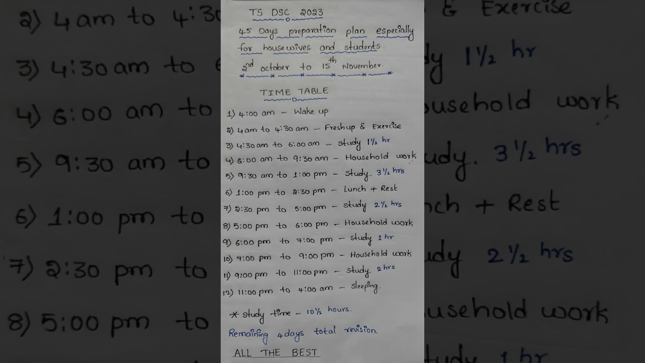 45 days preparation plan for TS DSC 2023