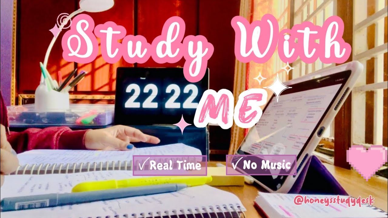 30-minute study with me | No music |Real time | Honey’s study desk 