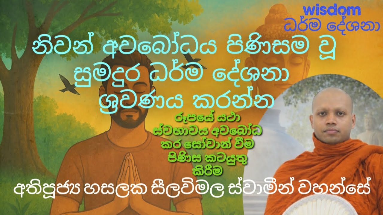 රූපයේ යථා ස්වභාවය අවබෝධ කර සෝවාන් වීම පිණිස කටයුතු කරන ආකාරය ( පූජ්‍ය හසලක සීලවිමල හිමි ) 