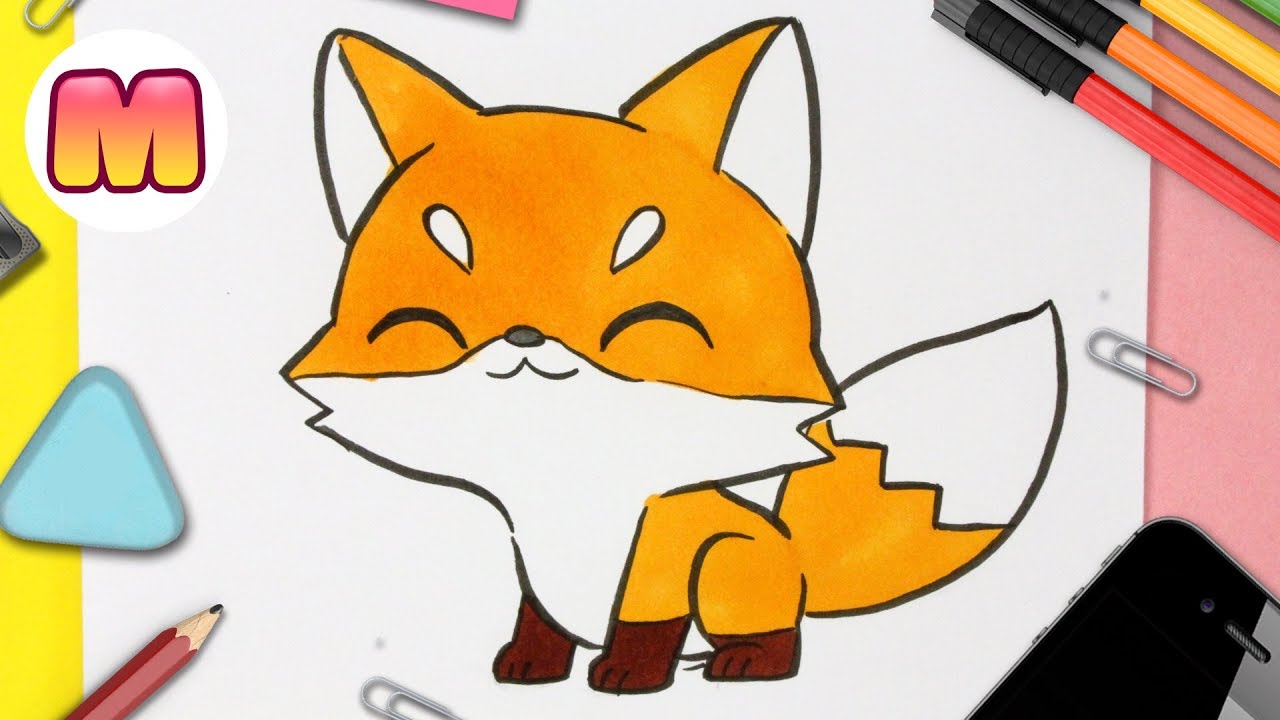 COMO DIBUJAR UN ZORRO KAWAII - dibujos kawaii faciles - Aprender a dibujar animales kawaii