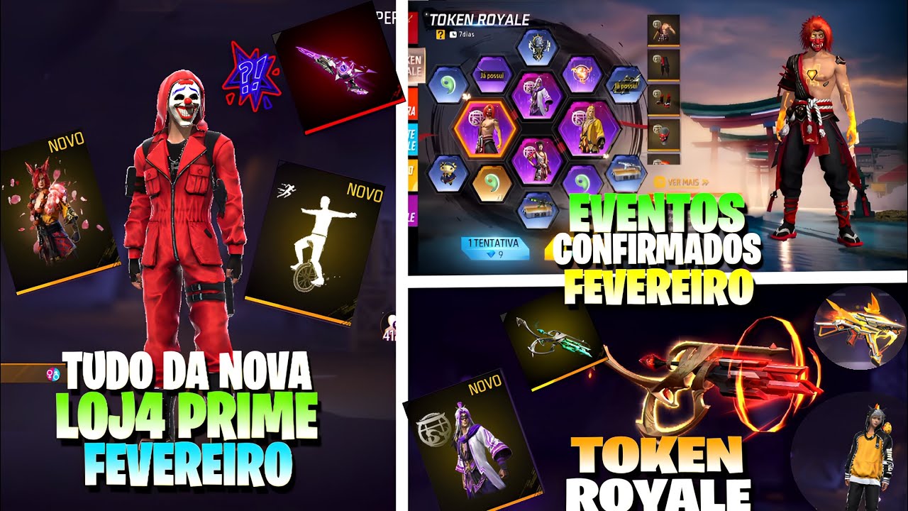 NOVOS EVENTOS CONFIRMADOS FEVEREIRO FREE FIRE! NOVA LOJA PRIME, TOP CRIMINAL DE VOLTA E MUITO MAIS!