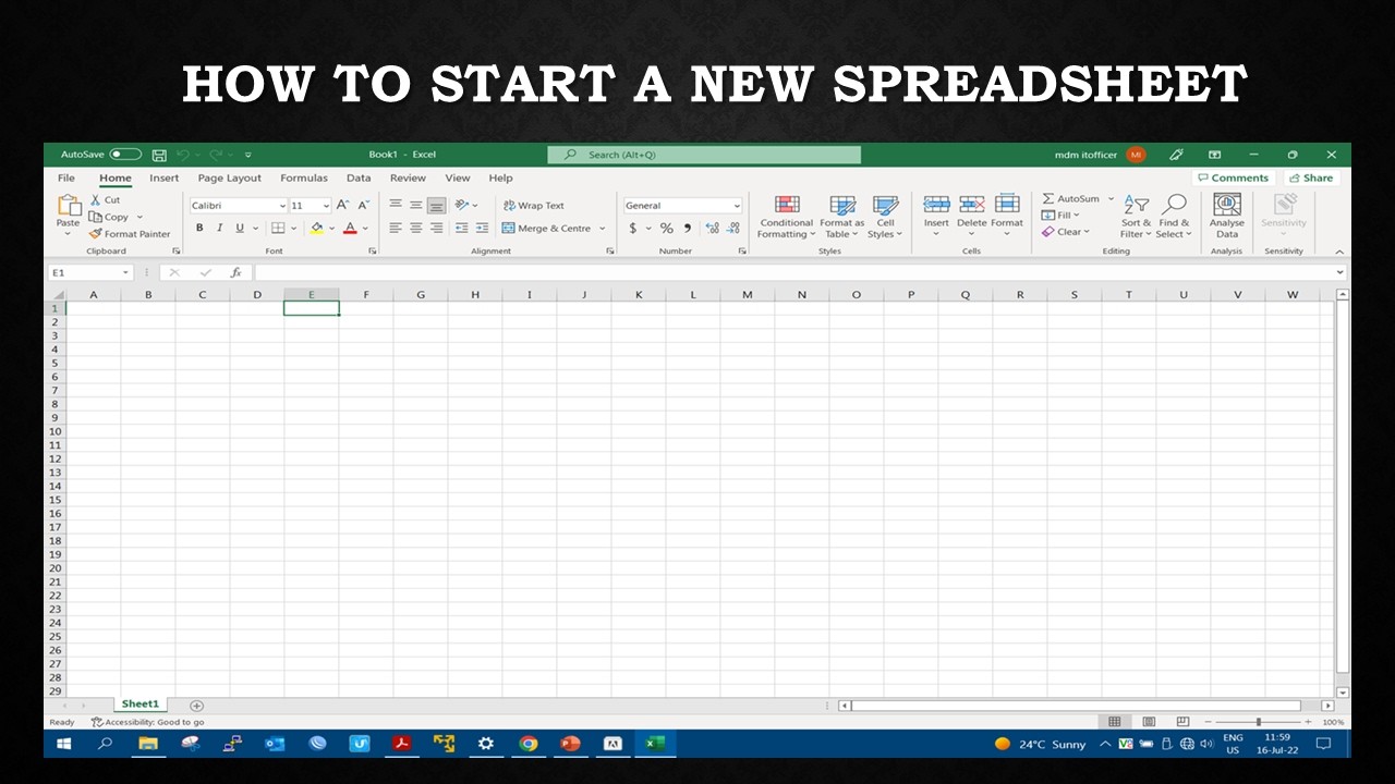 START A NEW SPREADSHEET