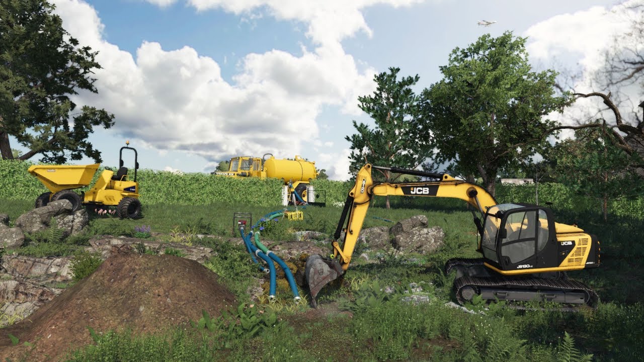 EXCAVATOR JCB JS 130 | POMPAGE & TERRASSEMENT Farming Simulator 19