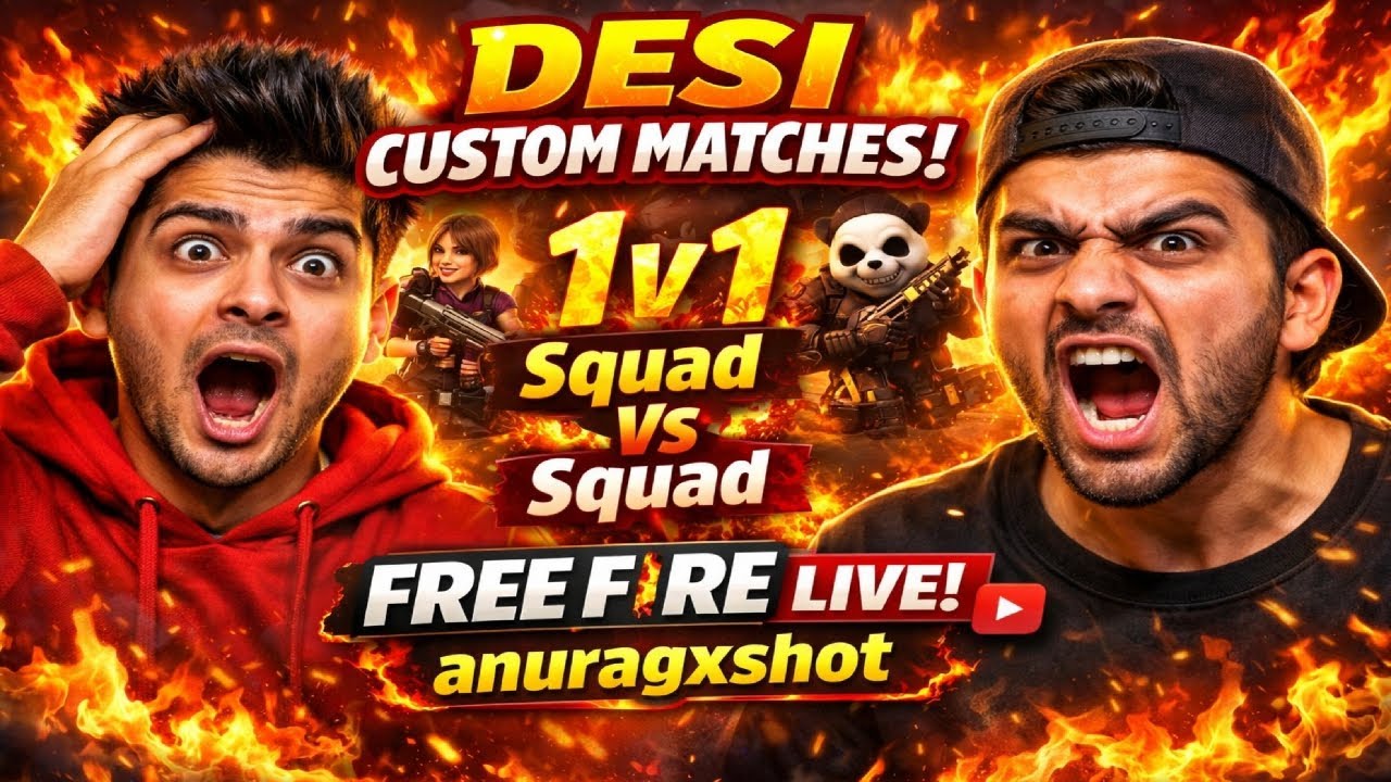 🔥 DESI CUSTOM MATCHES 🔥 | 1v1 🔥 Squad vs Squad | Free Fire Live | anuragxshot