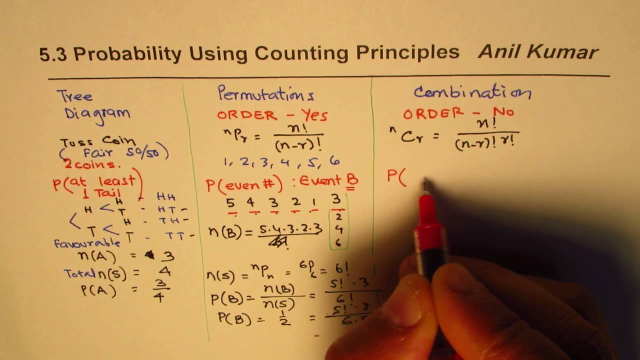 Probability with Counting Principles Permutation Combination Concepts