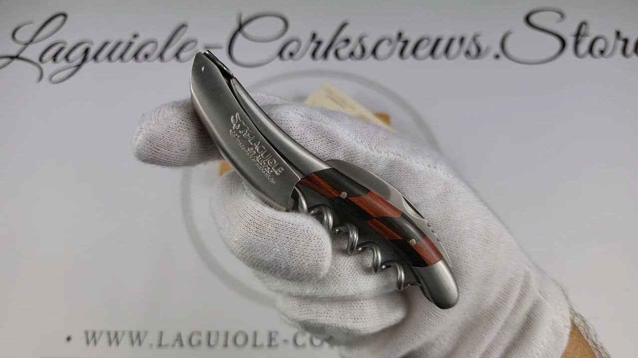 Laguiole Corkscrew Checkerboard Inlay Ebony/Red Heart Wood by Laguiole en Aubrac