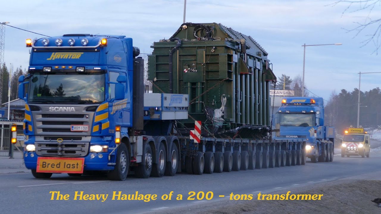 The Heavy haulage of a 200 tons Transformer by Havator  2x Scania V8 Trucks