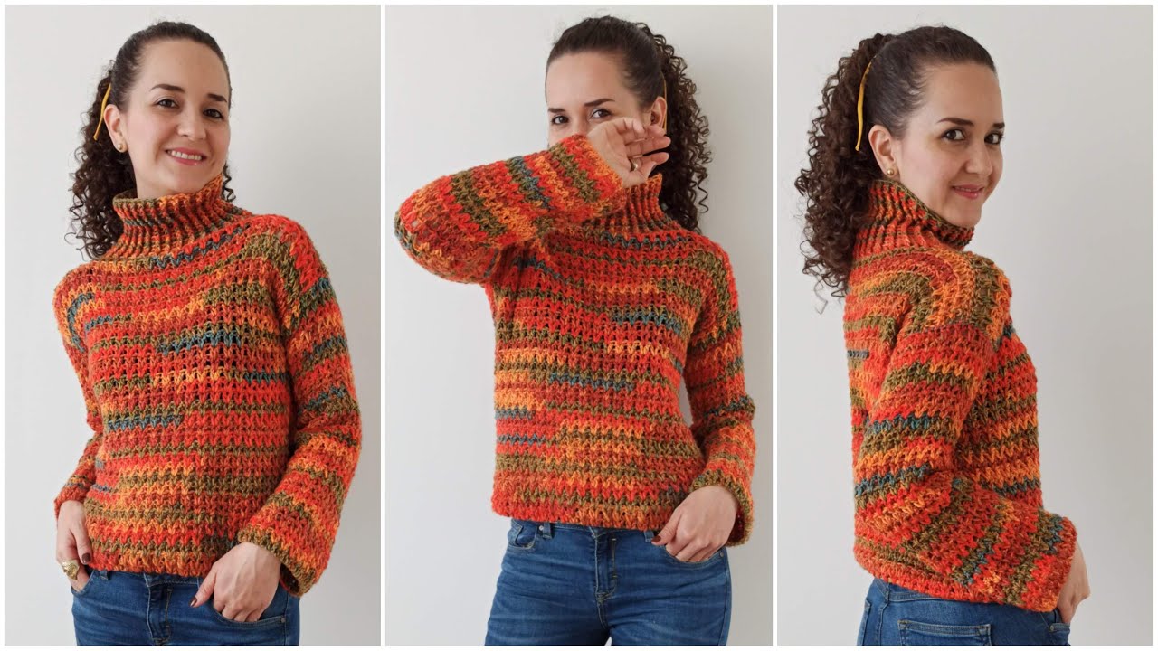 Saco cuello tortuga a crochet - paso a paso