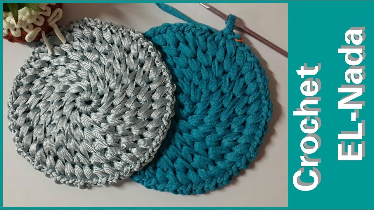 كروشيه دائرة  بخيط الشريط\الكليم  Crochet Circle with ribbon Yarn