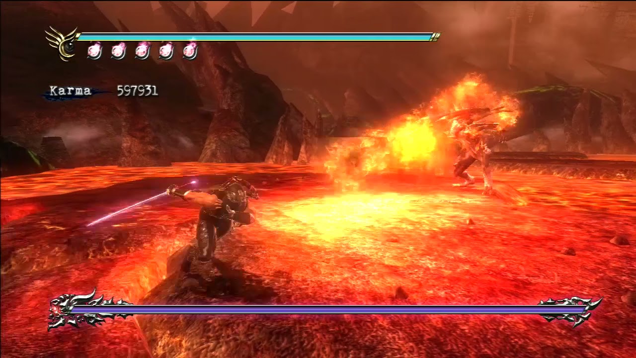 Ninja Gaiden Sigma 2 - Zedonius : Guillotine Throw for dodge the flame wall