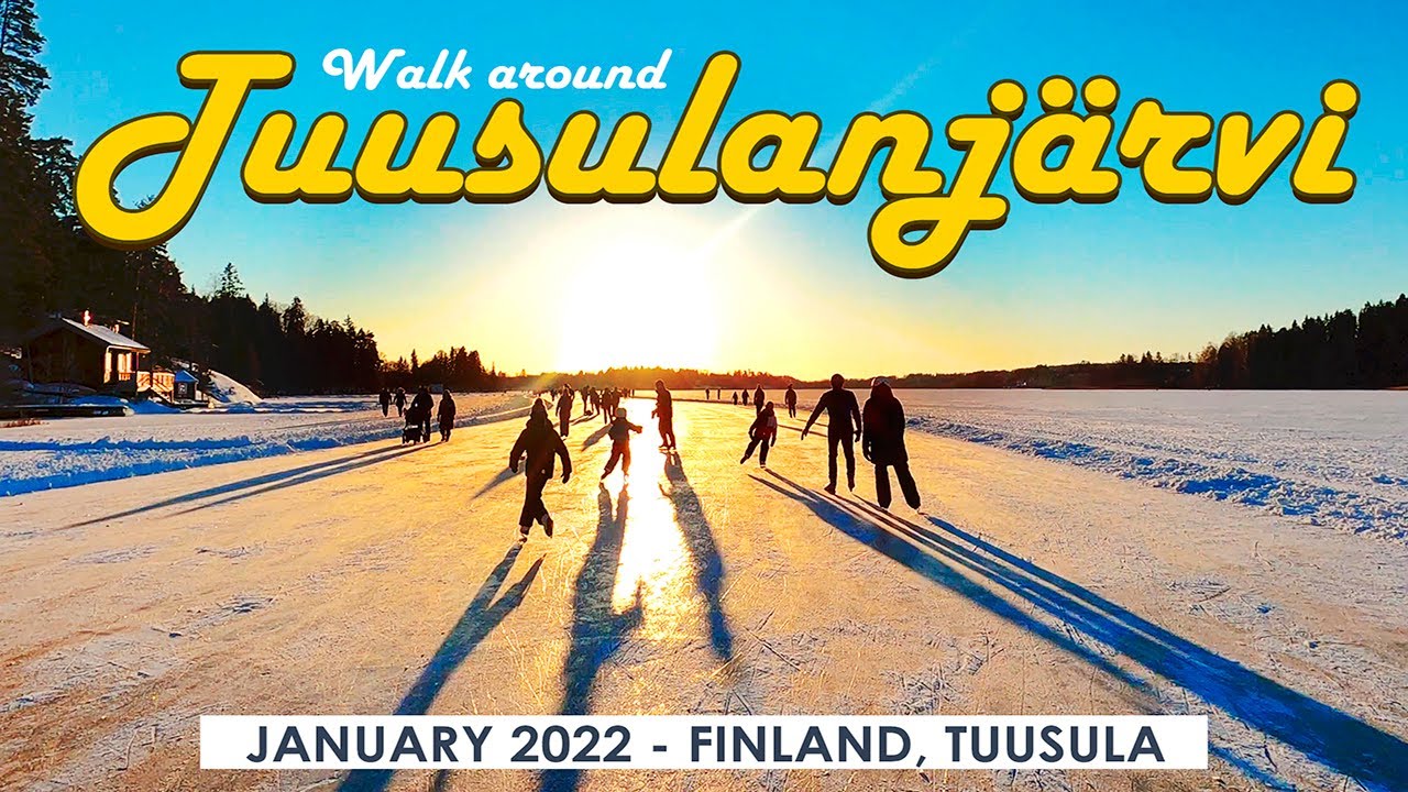 Walk around Frozen Lake Tuusula, January 2022, Finland, Tuusula [4K]