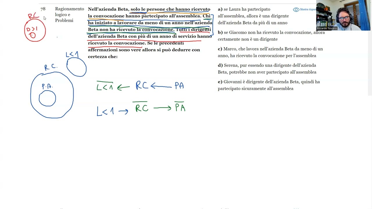 🧩 Luglio 2024 | Logica n° 78 | Nell'azienda Beta, solo le persone che hanno ricevuto la convocazion…