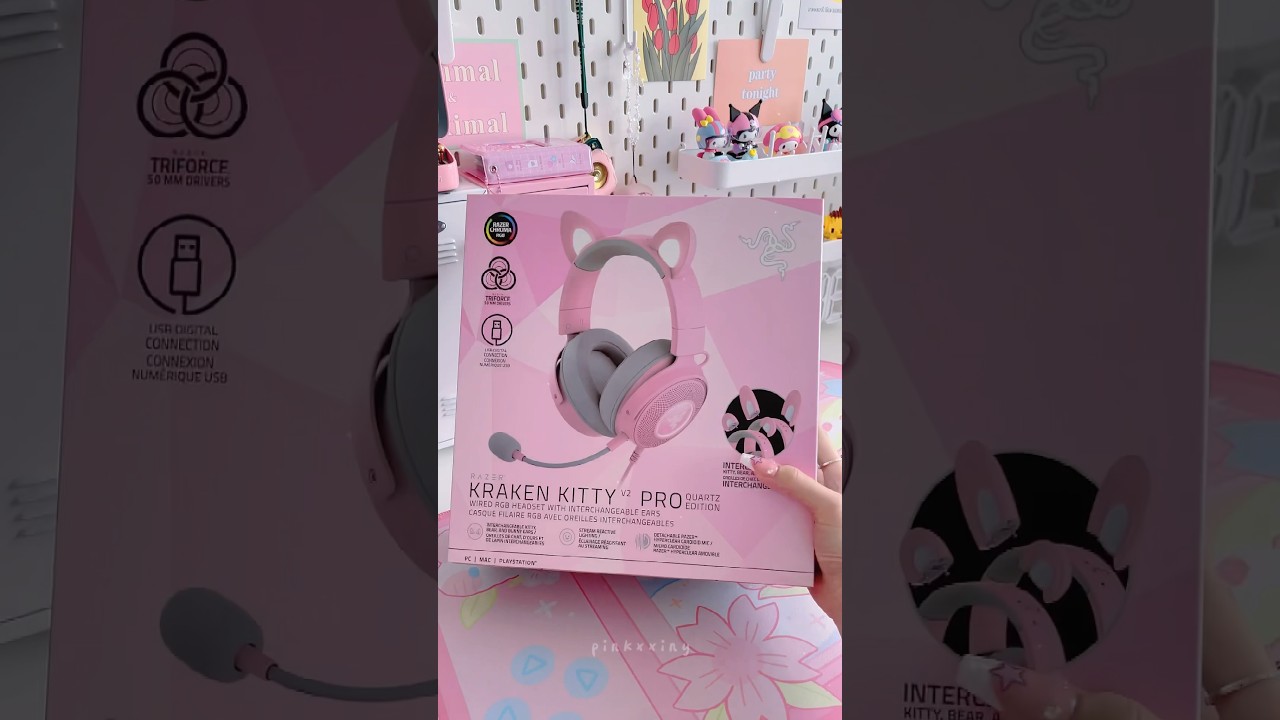 unboxing razer kraken kitty v2 pro ♡ #kawaii #aesthetic #pink #shorts