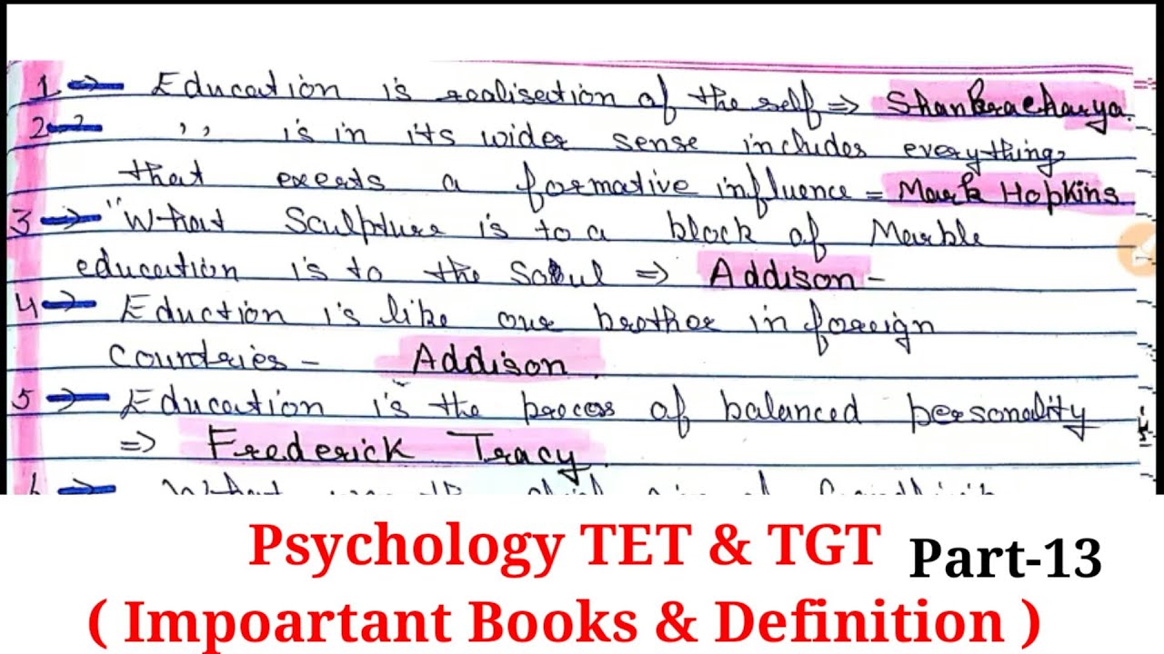 Psychology Important Definition & important books//most important questions//HP TET //TGT