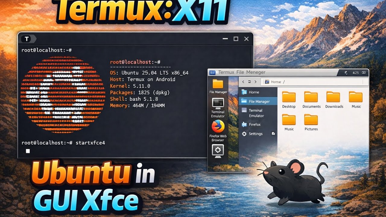 Показ Xfce Gui с Termux:x11/Termux с Ubuntu 