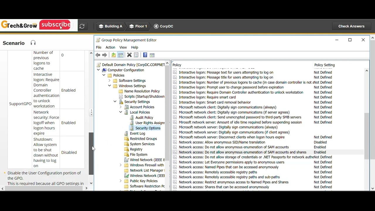 Configure Security Options TestOut 6.3.3