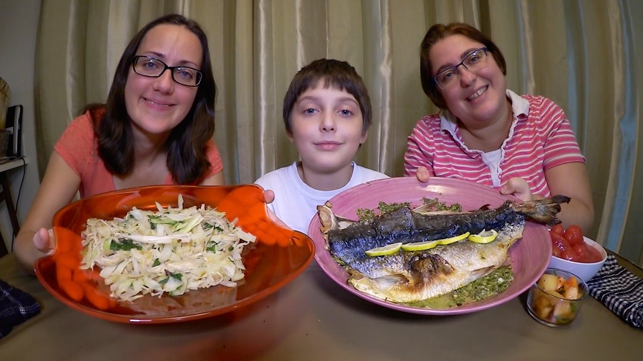 Лосось песто и грибы эноки | Гей-семейный мукбанг (먹방) - шоу с едой