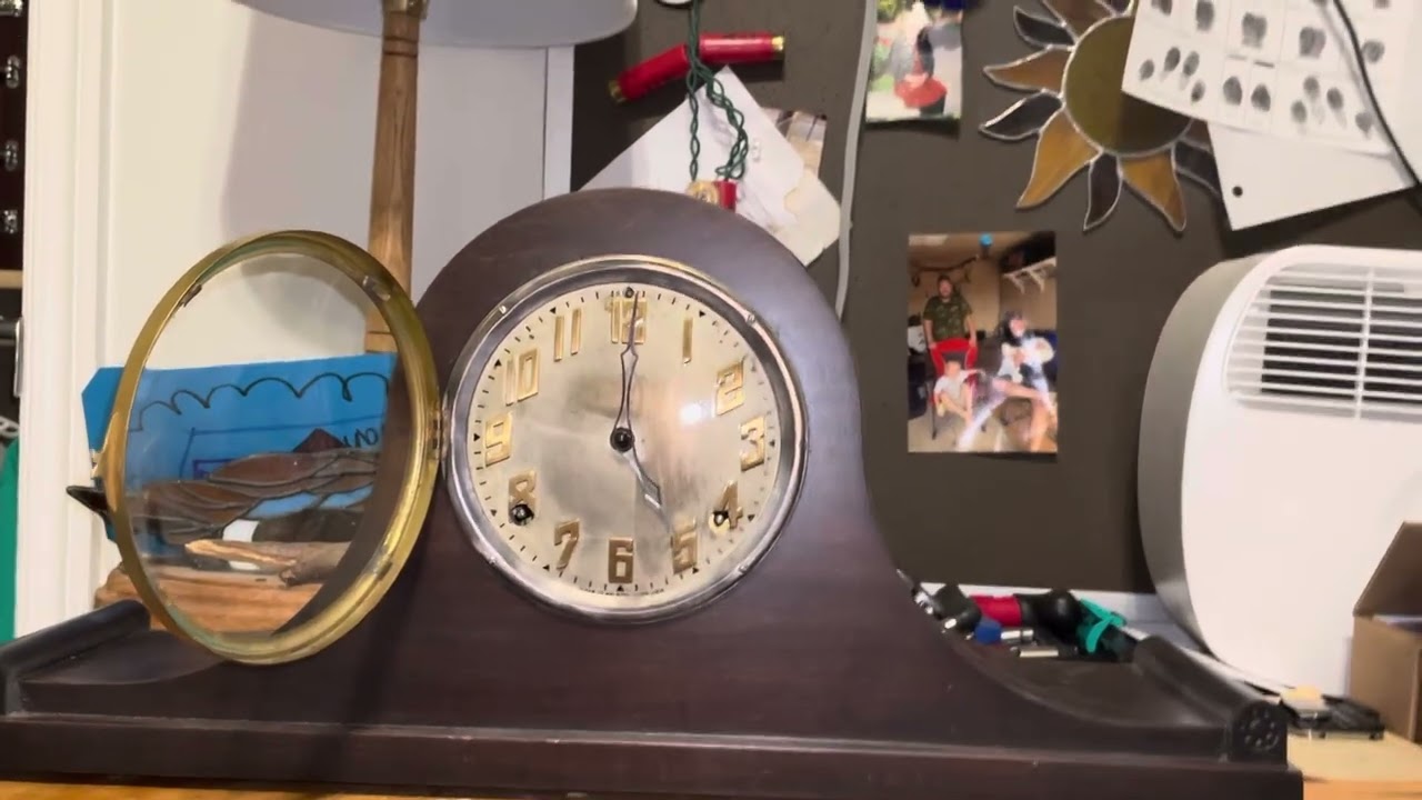 Ingraham 8-day tambour mantel clock