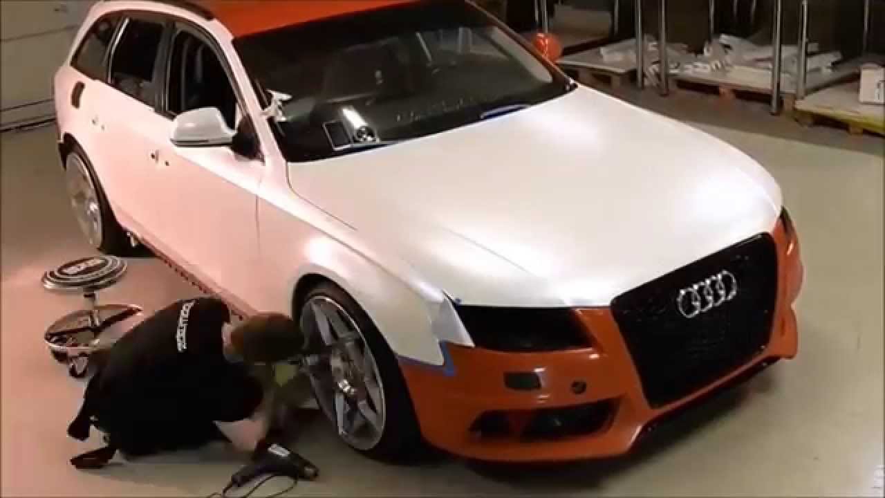 Car wrap - Audi A4 satin pearl white color change
