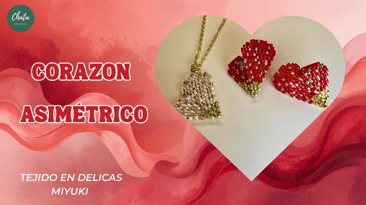 ❤️ Corazón Asimétrico tejido en Delicas Miyuki – Tutorial paso a paso