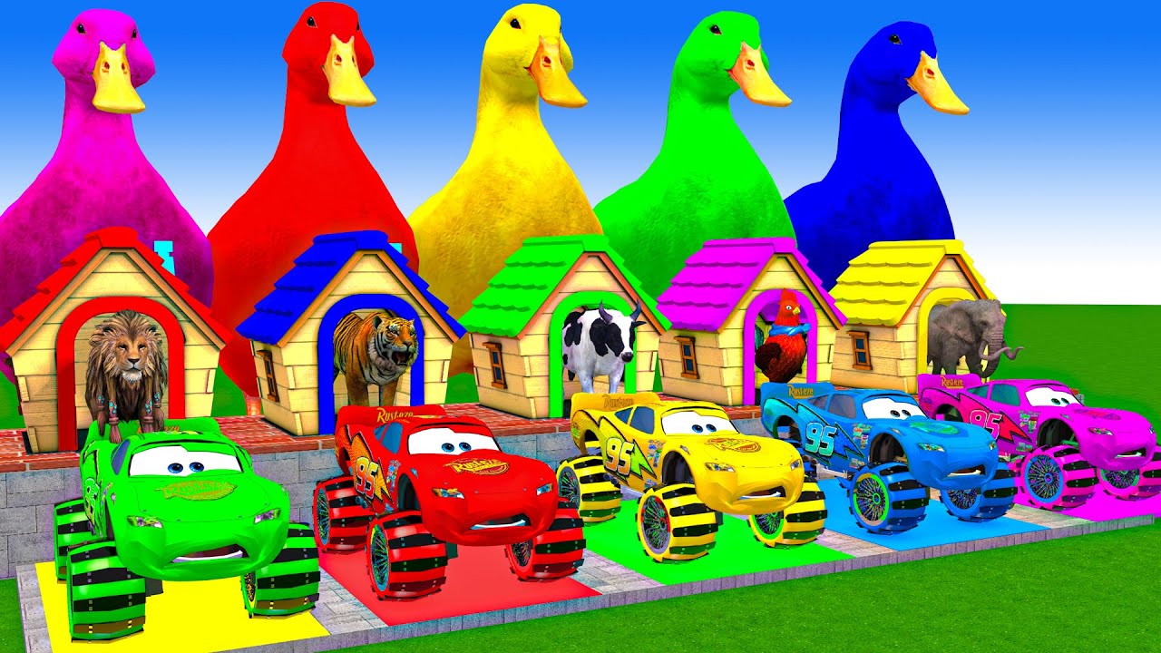 Long Slide Game With Cow Elephant Gorilla Hippopotamus Tiger 3d Animal Game Funny 3d Animals