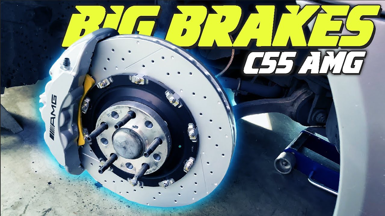CLK63 6 PISTON BIG BRAKE KIT INSTALL ON C55 AMG + NEW WHEELS