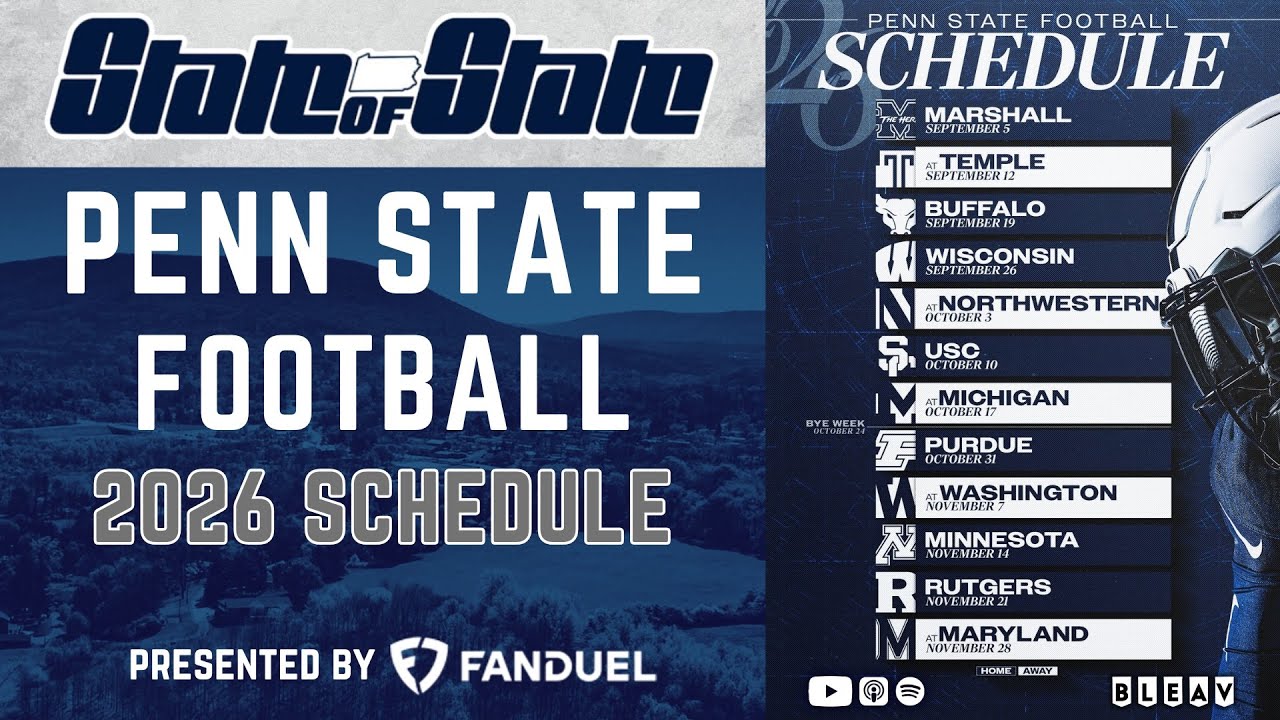 Расписание футбольных матчей команды Penn State на 2026 год