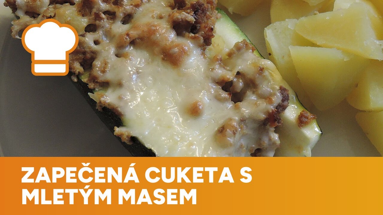 Cuketov&aacute; lodička: Zapečen&aacute; cuketa plněn&aacute; mlet&yacute;m masem a s&yacute;rem