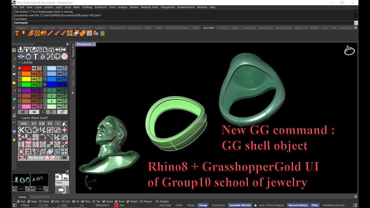 GrasshopperGold UI from Group10  and explain new command GG shell object.
