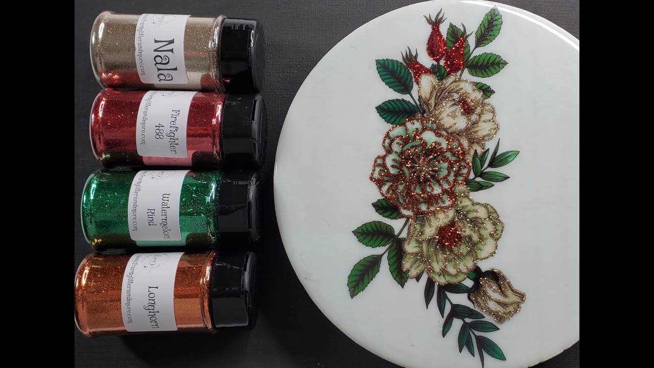 Glitter Doodling on Temporary Tattoo flowers #Temporarytattoo #resinart #glitterart #mixedmedia