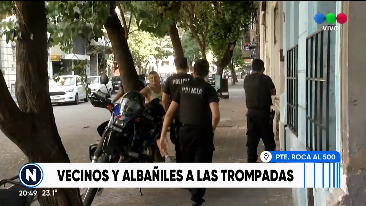 Vecinos y albañiles a las trompadas -  Telefe Rosario