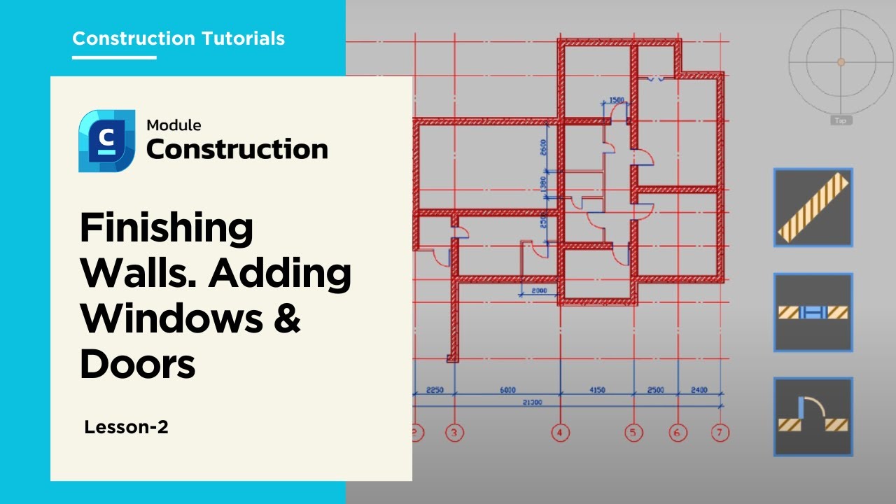 Finishing Walls. Adding Windows & Doors - nanoCAD Construction Module Tutorial - Lesson 2