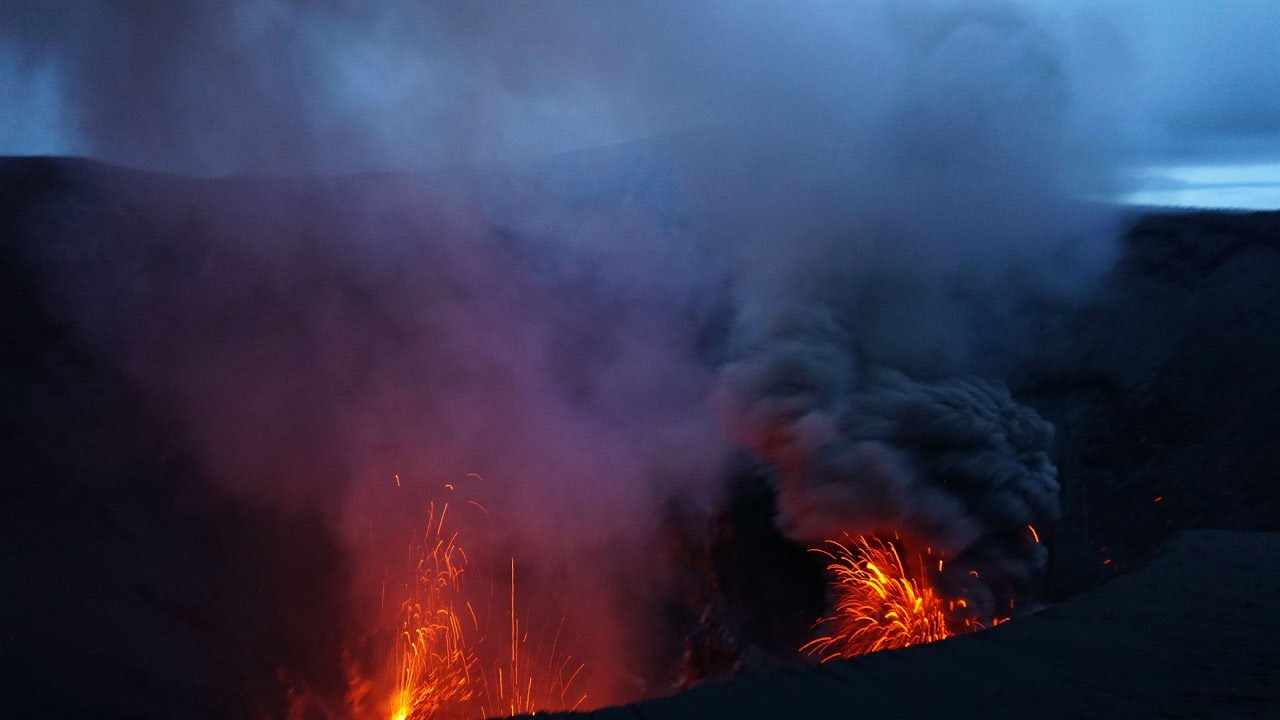 Volcanic lightning and eruption with lava bombs - Mt Yasur Volcano, Tanna, Vanuatu