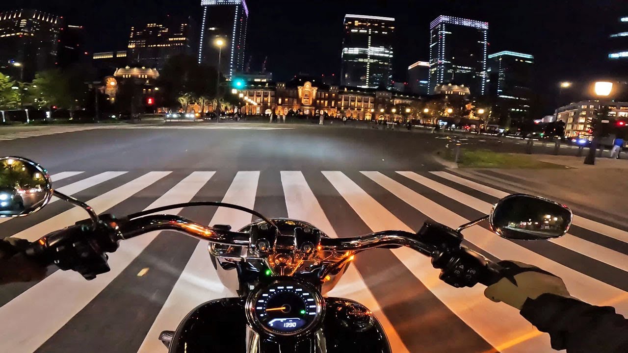 Harley Davidson Fat Boy 2023 Tokyo SHIBUYA Night Ride asmr motorcycle japan