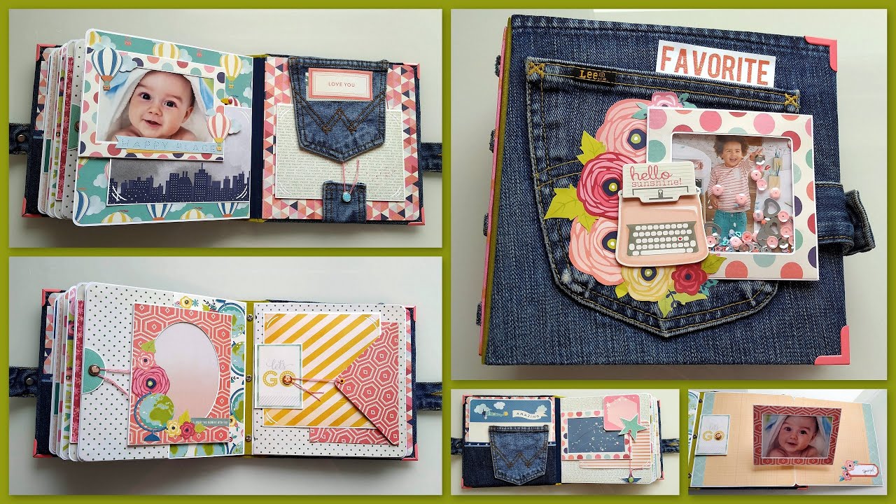 Álbum scrapbook con vaquero reciclado. Photo album with recycled jeans.