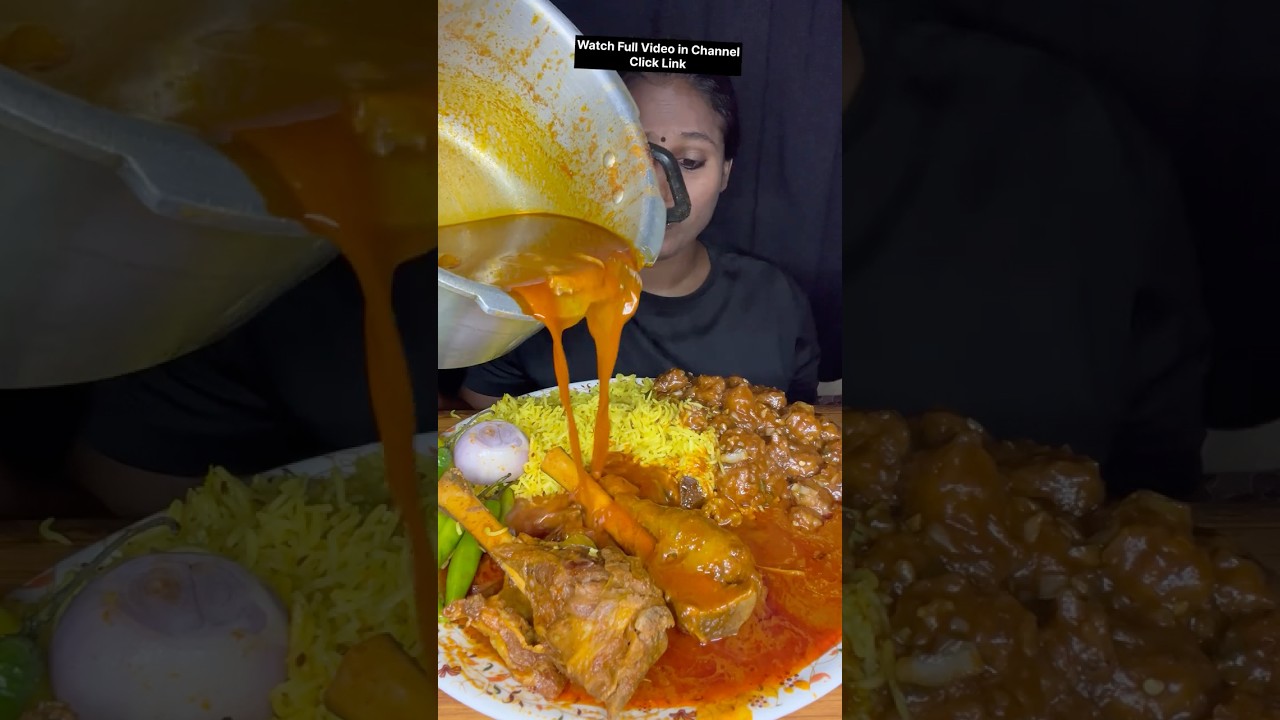 Watch Full Video in Channel | Mutton Curry, Mutton Kofta Basmati Rice Eating Challenge | Short 1643